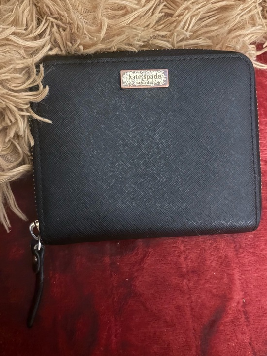 kate spade Handbags - kate spade Black Textured Zip-Around Wallet with Gold Plaque